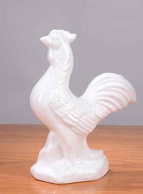 缘德丰 陶瓷白卧牛摆件十二生肖小动物电脑桌面家居装饰工艺品