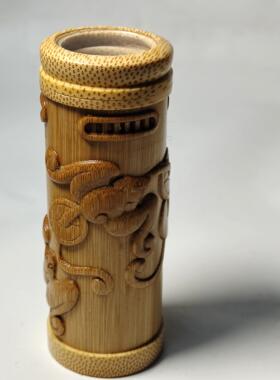 天然玉竹根雕刻竹雕把玩蛉子筒万体虫具鸣虫蛐蛐螽斯笼罐盒摆件