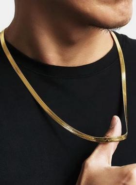 嘻哈潮人基本款刀片链蛇骨链百搭锁骨长短毛衣链玫瑰金学生饰品