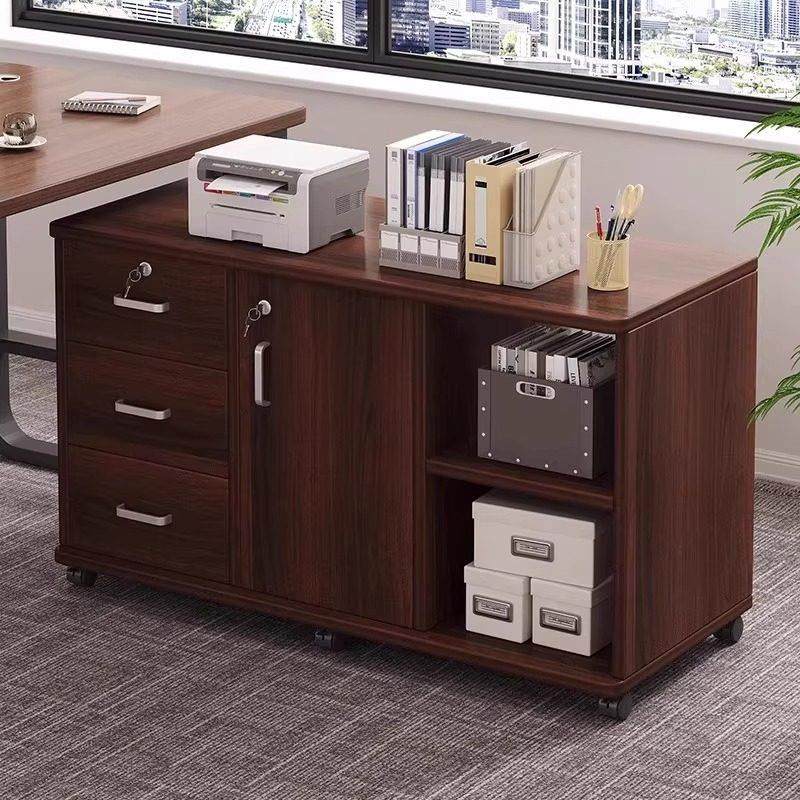 办公室文件柜桌下收纳柜办公柜置物边柜抽屉柜木质带锁矮柜收纳柜,淘宝优惠券,粉丝福利购,淘宝优惠卷