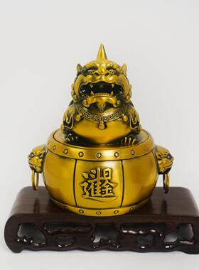 黄铜貔貅香炉铜摆件《招财貔貅》 日进斗金铜工艺品家居饰品桌面
