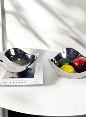 简约现代不锈钢几何镜面创意圆形托盘客厅茶几桌面收纳盘摆件
