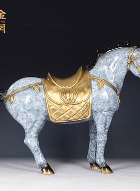 铜金岁月一马当先黄铜唐马工艺品摆件开业周年庆典送礼黄铜马摆件