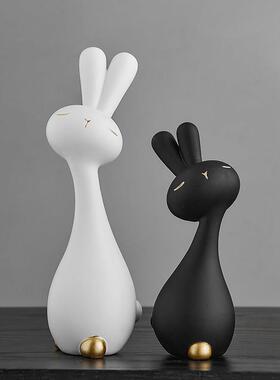 客饰厅摆件高档电视桌面兔子装饰品艺术SHBB4347柜家居品轻奢高级