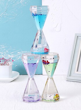 新款海洋动物油滴沙漏摆件 亮片油滴计时器生日礼品奇特沙漏摆件
