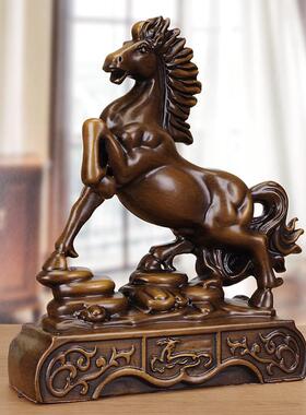 木雕马到成功招财马摆件马年吉祥物工艺品办公室酒柜装饰开业礼品