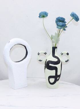 简脂OCX约创北欧黑白板手工艺树花器现代样间客厅桌面家居意装饰