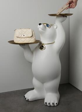 贝汉美创意家居北极熊大型落地摆件玄关迎宾客厅沙发乔迁新居礼品