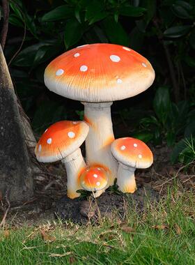 户外通仿真蘑钢菇落地摆景件植物园林草坪卡观玻璃51装饰造景雕塑