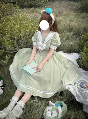 Japanese Soft Sister Cute Lolita Dress Women Sweet Puff Slee