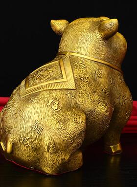 桌面铜摆件运猪室内摆放百福猪纯铜礼品铜猪福黄生肖猪吉祥办公室