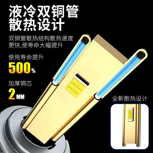 双铜管24V货车专用led汽车灯H4双灯远近光灯一体改装160W超亮灯泡 - 图1