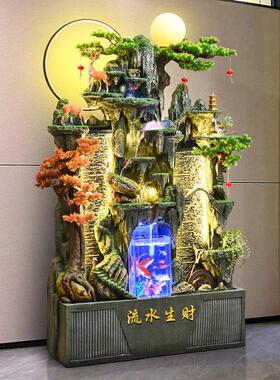 大型假山流水喷泉鱼缸客厅循环水幕墙办公室内风水轮景观落地摆件