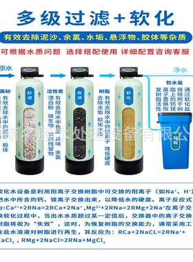 1吨井水地下水过滤器除泥沙水垢铁锰硬水软化器软水机