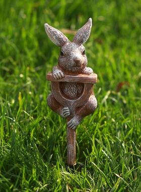 新款跨境铲子上的侏儒动物花园庭院装饰树脂雕像摆件家居仿真立体