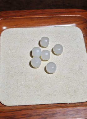 证白玉和田玉高档型珠8mm珠7直珠宝饰品散*切羊脂珠真俄配料老可