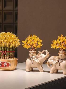 财富节节高升富贵竹子招财摆件家居客厅玄关酒柜办公室桌面装饰品