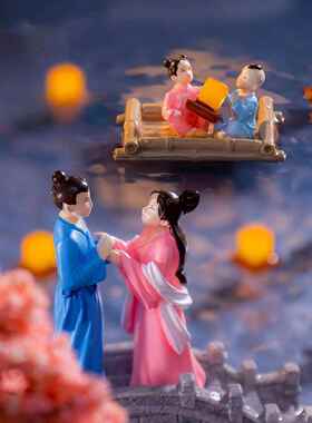 微景观创意七夕牛郎织女鹊桥 生态瓶diy材料装饰品配件微缩小摆件