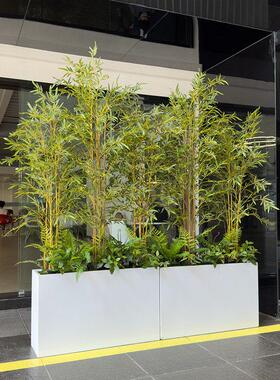 wo+新中式风彷真竹子景观铁艺花箱组合搭配办公室样品屋展示中心
