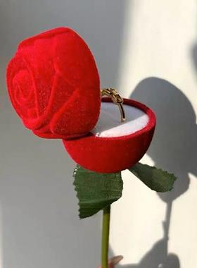 玫瑰花戒指盒求婚婚戒盒个性创意情侣情人节礼物送女朋友X1