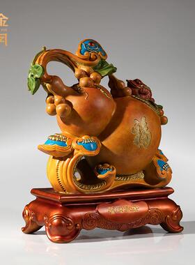铜金岁月福禄双全葫芦铜摆件客厅玄关酒柜工艺品商务开业乔迁送礼