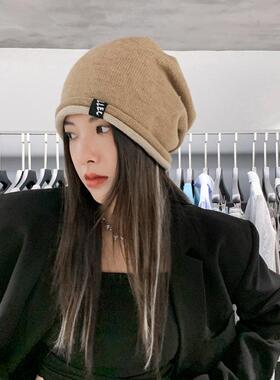 今年流行的女士2026新款帽子韩版秋冬新款帽子女时尚卷标针织毛线