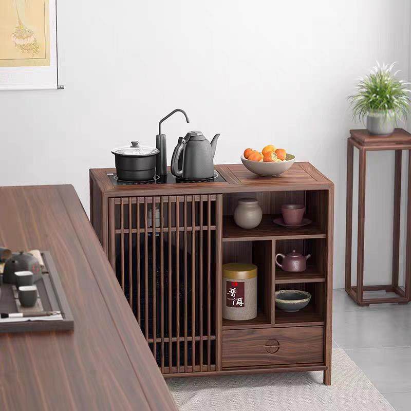 新中式办公室烧茶水柜台壶一体置物架老榆木茶桌侧餐柜胡桃实木,淘宝优惠券,粉丝福利购,淘宝优惠卷