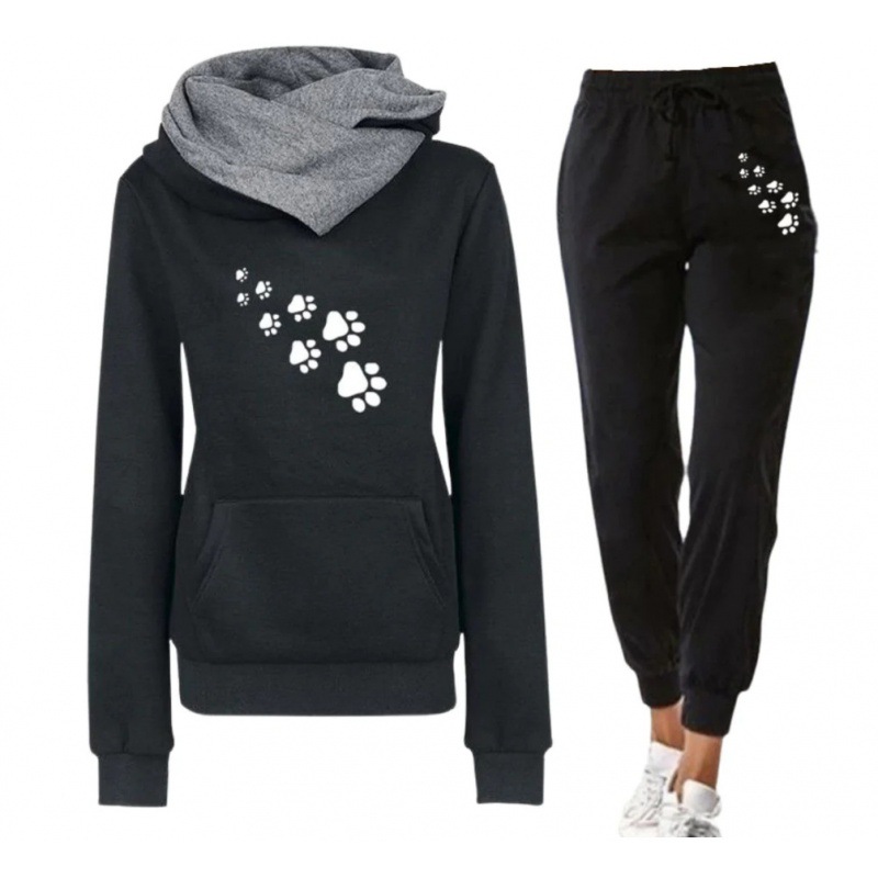 Men's and women's printed hoodie set, hooded sweater, sports - 图0