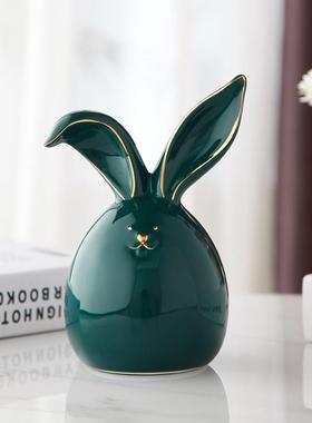 兔子摆件北欧轻奢风家居装饰品客厅电视柜创意小摆设房间布置可爱