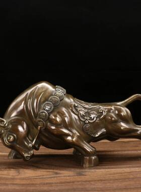 全铜牛福字复古件牛店铺办公桌客厅摆艺家居工装饰品开业送甄氏1