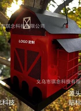跨境新款喂鸟神器双兜设计金属铁制工艺品装饰品户外用品摆件挂件