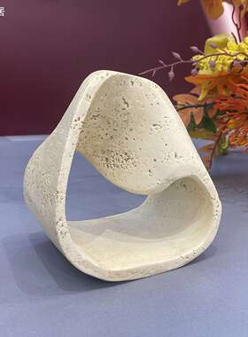 美报现代几何黄U拱形仿书米洞石摆样板件间售74楼处柜轻奢树脂饰