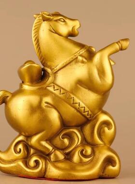 直销新款古玩杂项铜器精工动物唐马立马发财摆件工艺品装饰摆设客