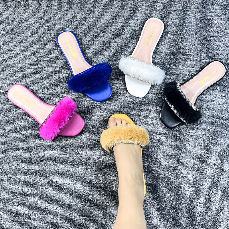 夏季女鞋外穿一脚蹬女拖鞋slippers shoes female slides bigsize - 图1