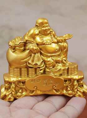 沙金财运亨通弥勒佛摆件金蟾聚财大肚佛开业办公室桌面工艺品摆件