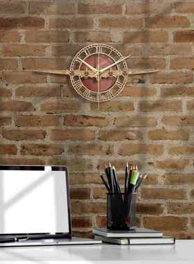 木制挂钟B-17飞行堡垒重型轰炸机造型墙钟现代墙面装饰壁钟