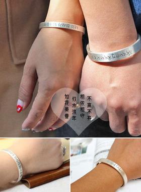 高档手工饰古法古纯银手镯女99足银开口复情9侣首品男简约实心宽