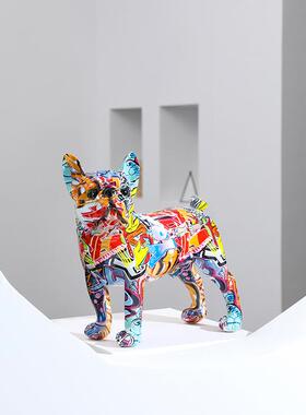 水印彩色斗G824-G82牛犬家树脂摆件家居装饰客转卧厅室书厂房软装