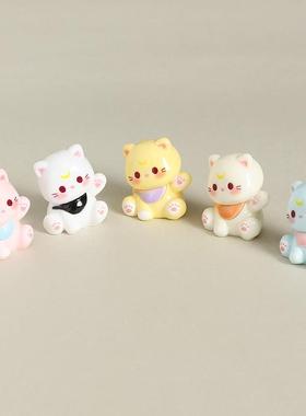 立体脂286可爱小猫咪手桌工装饰摆件露艺娜猫萌粒面车载小树摆件