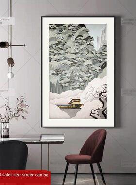 装京师生春诗新意图中式客厅饰ZWM画入户玄关式中挂画禅意书房壁