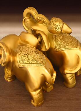 纯铜大象摆件一对吸水象财福象如意铜象客厅装饰家居乔迁新居礼品