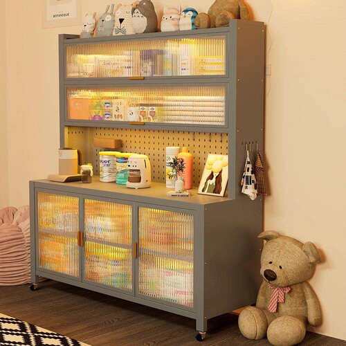 婴儿喂养台新款厨房收纳柜大容量婴儿物品桌子床头收纳落地带移动 - 图0