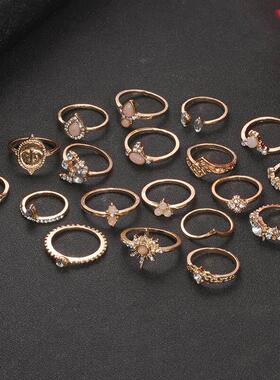 镶钻戒指 retro European American diamond joint ring 19-piece
