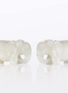 玉石玉阿富汗白玉吸水如意吸水大象摆件 精雕玉象批发