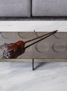 现代简约轻奢金属玻璃托盘圆形收纳盘长方形装饰盘样板间饰品摆件