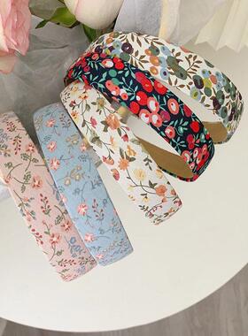Vintage floral plaid headband headband女人时尚个性发夹