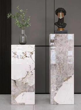 岩板花架定制别墅会所客厅沙发电视柜旁边创意落地底座摆件装饰品