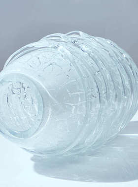 现代简约轻奢高脚冰裂纹花瓶冰裂纹果盘客厅茶几样板间软装饰