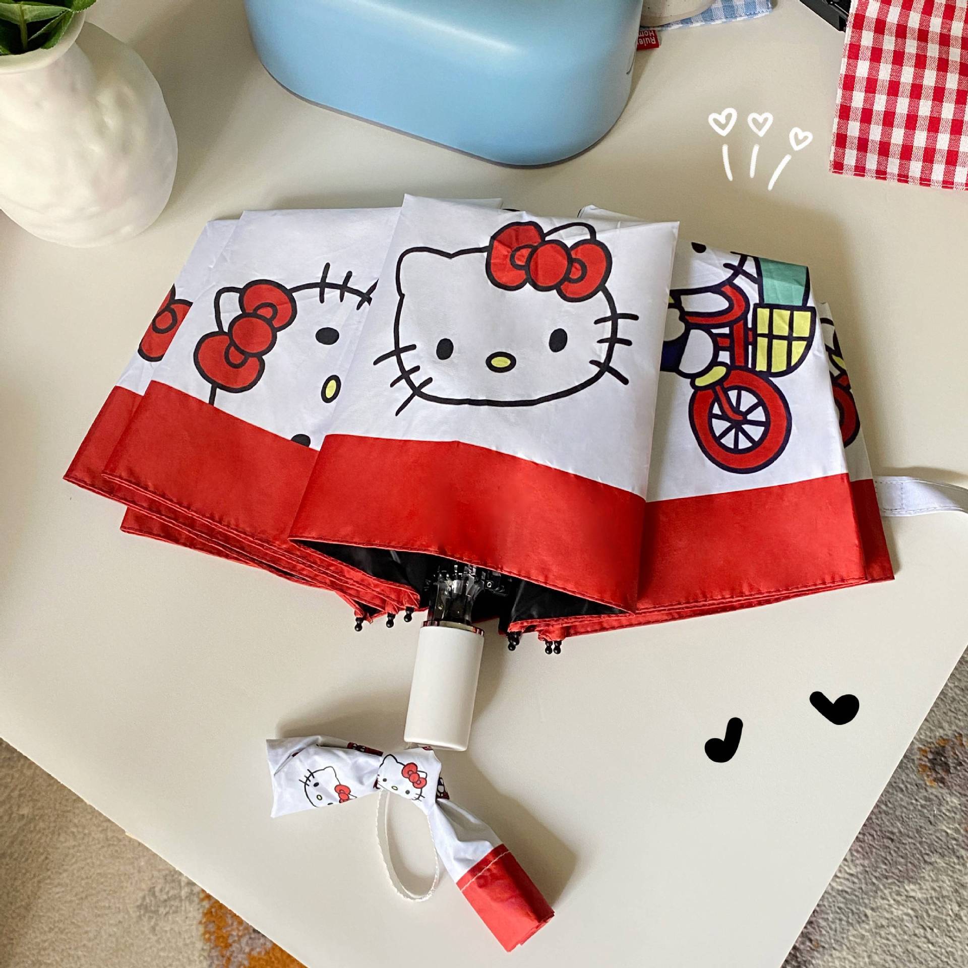 hellokitty雨伞自动晴雨两用女生高颜值可爱小巧便携儿童女孩学生 - 图1