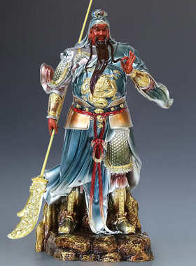 台湾珐琅纯铜关公神像供奉关公铜像站像武财神关圣帝君关二爷摆件